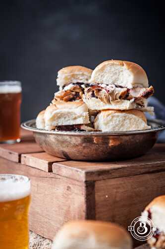 Grilled Beer Chicken Sliders with Burrata and Stout Chipotle Cherry Sauce - The Beeroness