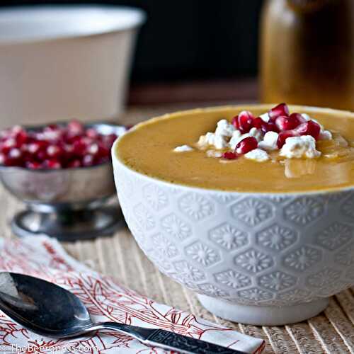Irish Red Ale Butternut Squash Soup with Goat Cheese and Pomegranate - The Beeroness