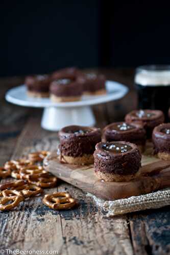 Mini Chocolate Stout Cheesecake with Salted Beer Caramel Sauce - The Beeroness