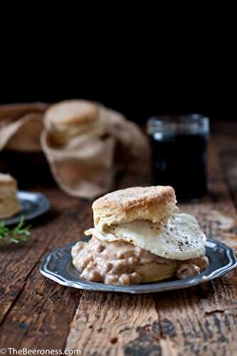 Rosemary Beer Biscuits with Stout Sausage Gravy - The Beeroness
