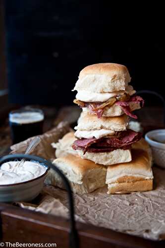 Slow Cooker Beer Brisket Sandwiches with Horseradish Sour Cream - The Beeroness