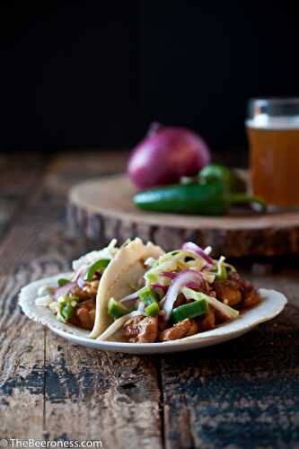 Slow Cooker Beer Chicken Tacos with Jalapeno Slaw - The Beeroness