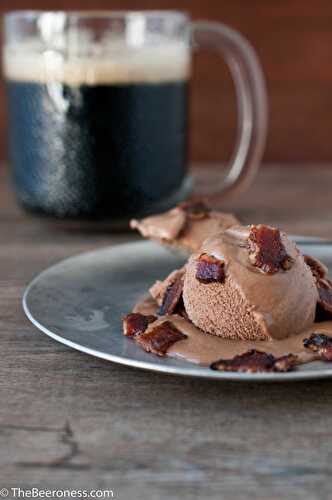 Smoky Chocolate Porter Ice Cream with Beer Candied Bacon