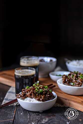 Sweet and Sticky Garlic Stout Beef