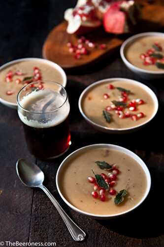 Sweet Potato and Brown Ale Soup with Crispy Sage