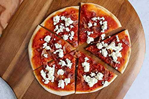 Prosciutto & Goat Cheese Pizza with Spicy Tomato Sauce