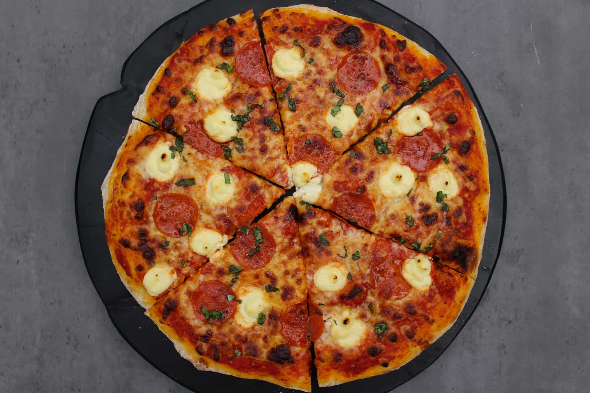 Pepperoni Pizza with Ricotta and Hot Honey