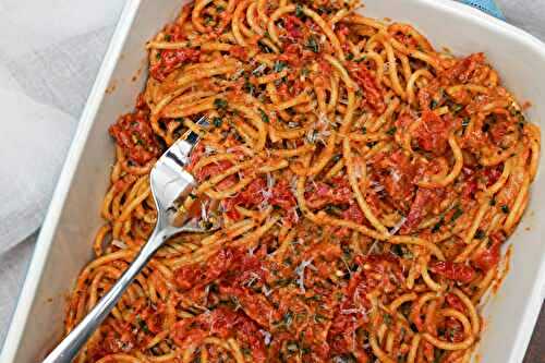 Sun Dried Tomato Basil Spaghetti Bake