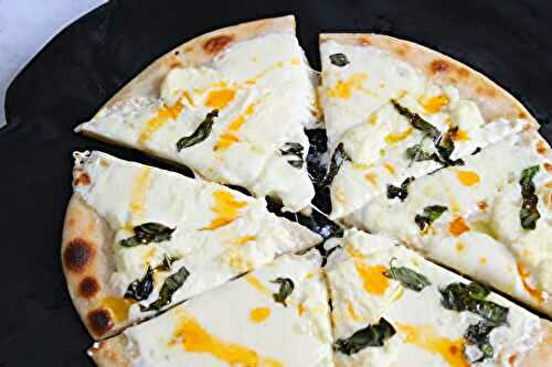 White Pizza with Ricotta, Mozzarella, and Basil