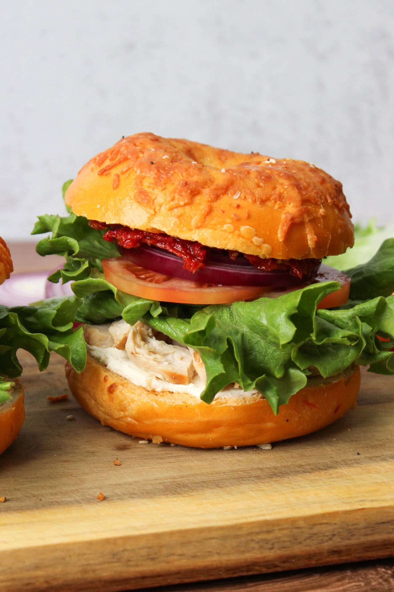 Chicken Bagel Sandwich With Cream Cheese