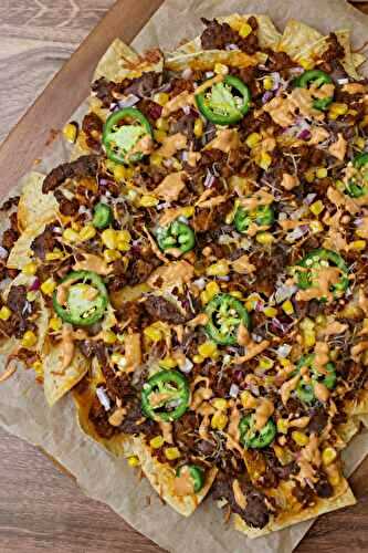 Spicy Chorizo Nachos With Jalapenos And Chipotle Mayo