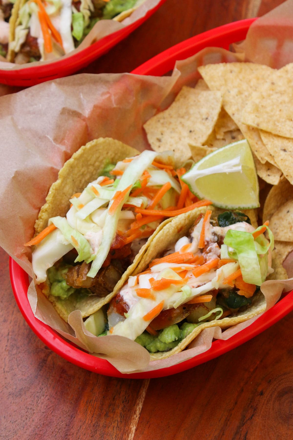 Poblano and Potato Tacos with Chili Lime Crema