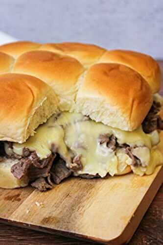 Hawaiian Roll Philly Cheesesteak Sliders with Homemade Cheese Sauce