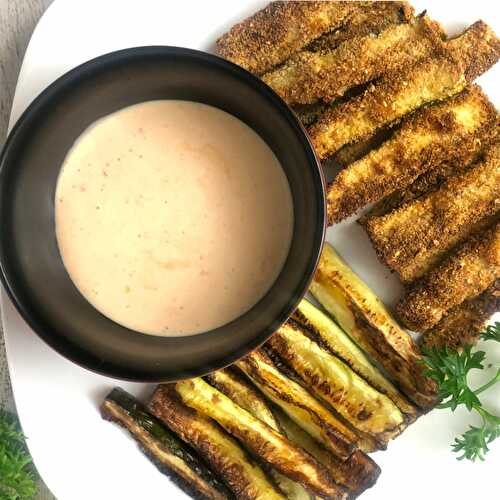 Air Fryer Zucchini Fries with Spicy Ranch Sauce