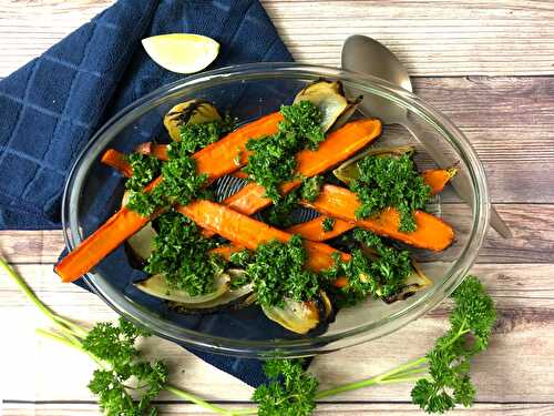Oven Roasted Carrots And Onions With Chopped Parsley Salad