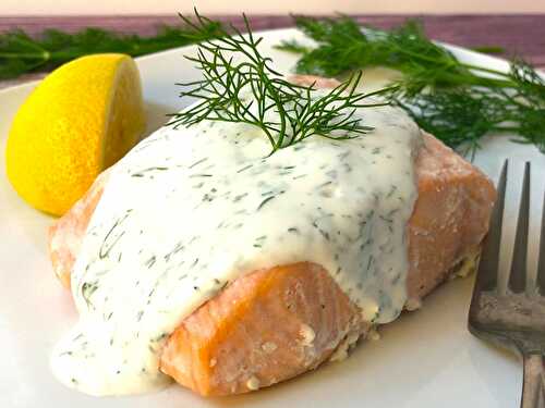 Oven Poached Salmon With Yogurt Dill Sauce