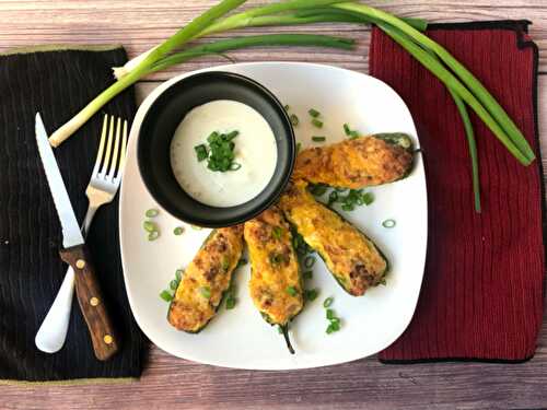 Air Fryer Jalapeno Poppers with Sausage and Cheddar