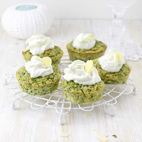 Savoury Broccoli-Almond Cupcakes with Goat Cheese frosting