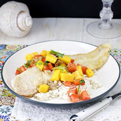 Grilled Fish Fillet on Coconut Rice & Tropical Salsa