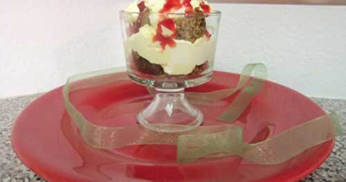Gingerbread Trifle with Egg Nog Mousse and Cranberry Coulis