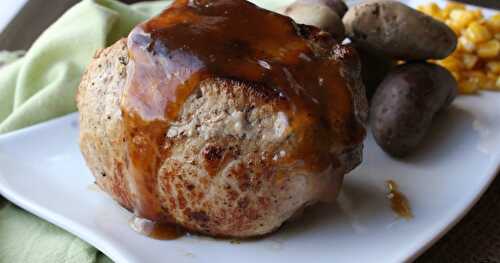 Prosciutto Wrapped Brie and Onion Stuffed Pork Chops / #SundaySupper