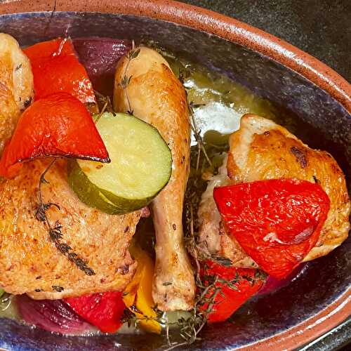 Chicken bake with white wine and thyme