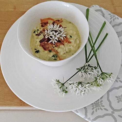 Wild Garlic Risotto with Crispy Pancetta