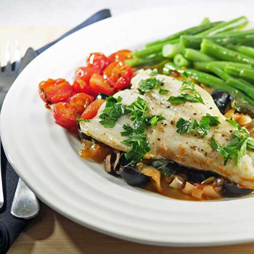 Pan-Fried Sea Bass with Tomato, Fennel and Olives