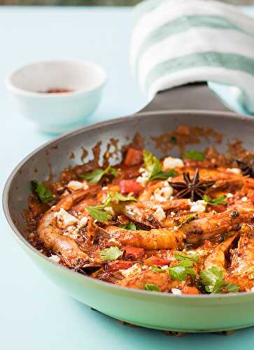 Juicy Mediterranean skillet shrimp with feta - Saganaki