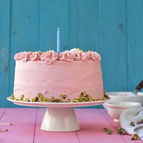 Pistachio cake recipe with rose water frosting
