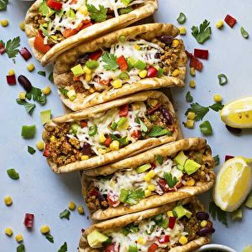 Pitacos – Pita bread tacos with minced beef and beans