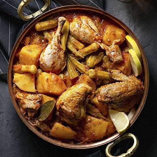 Greek Chicken Stew with Potatoes and Okra