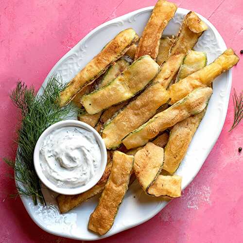 Greek fried zucchini chips recipe (crispy & vegan)