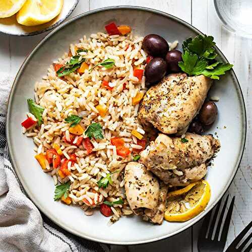Baked chicken and rice (healthier Greek recipe)