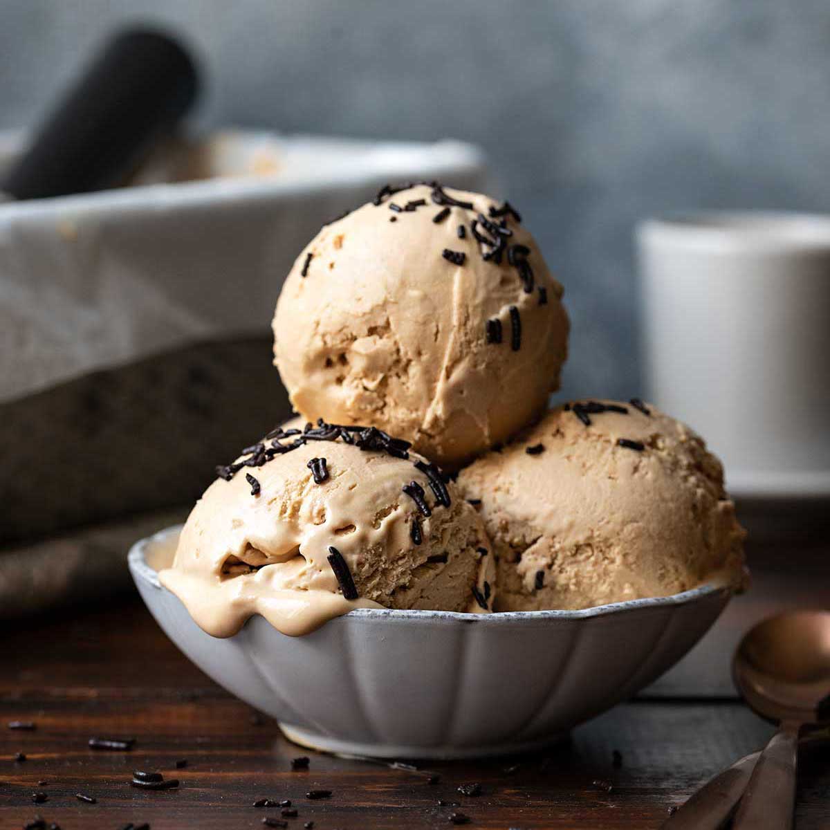 Easiest coffee ice cream recipe (no-churn, no eggs)