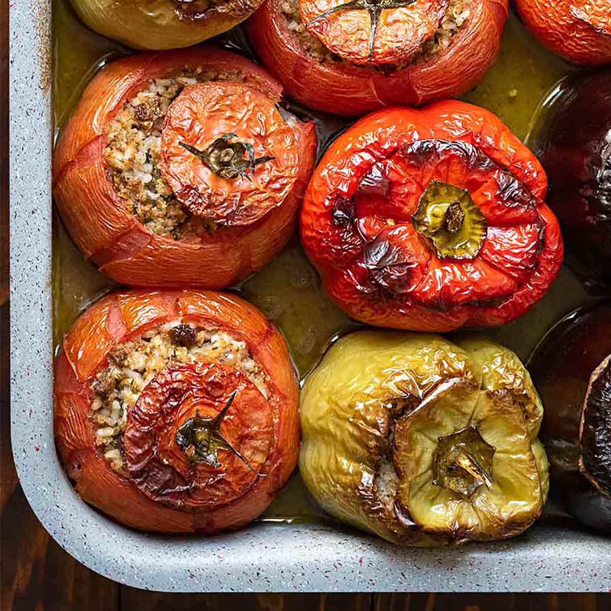 Gemista: Greek stuffed vegetables with rice and meat