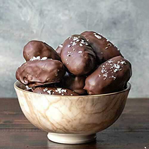 Chocolate covered dates with almond or peanut butter filling