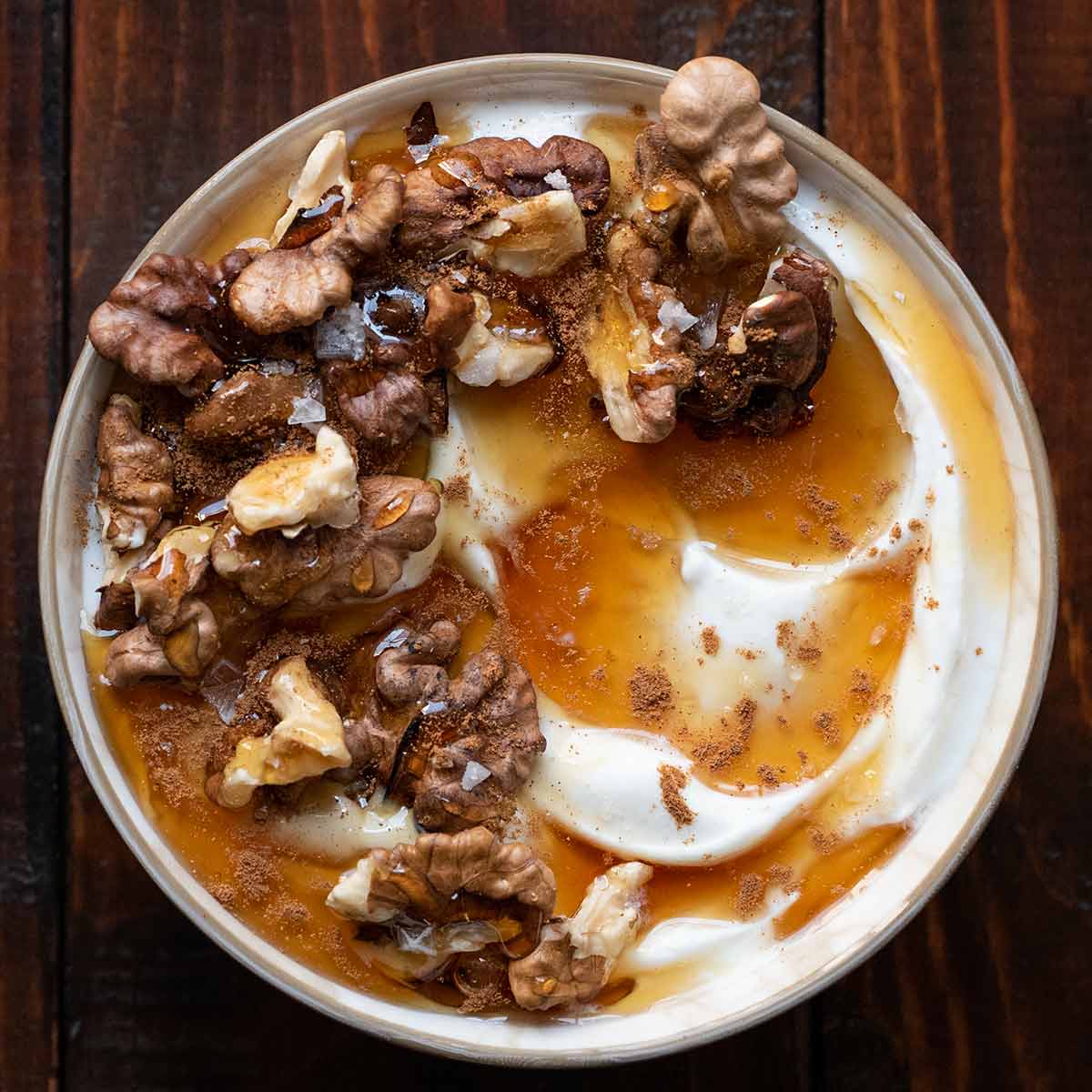 Traditional Greek yogurt with honey and walnuts