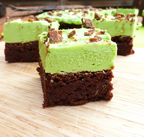 St Patrick's Day Chocolate Spelt Brownies with Mint Frosting
