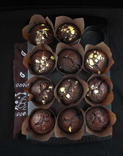 Chocolate Spelt Muffins (with White Chocolate Chunks)