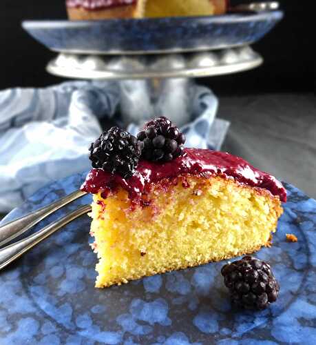 Lemon Spelt Cake with Blackberry Icing