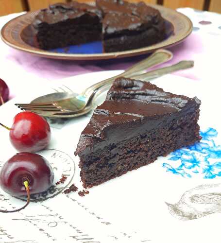 Almond Chocolate Cake with Date Chocolate Frosting