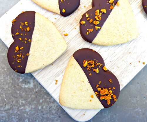 Ginger Spiced Butter Cookies Dipped in Dark Chocolate