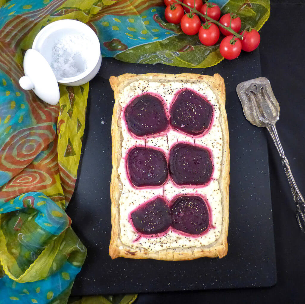 Beetroot Cream Cheese Puff Pastry (with black pepper & Greek yoghurt)