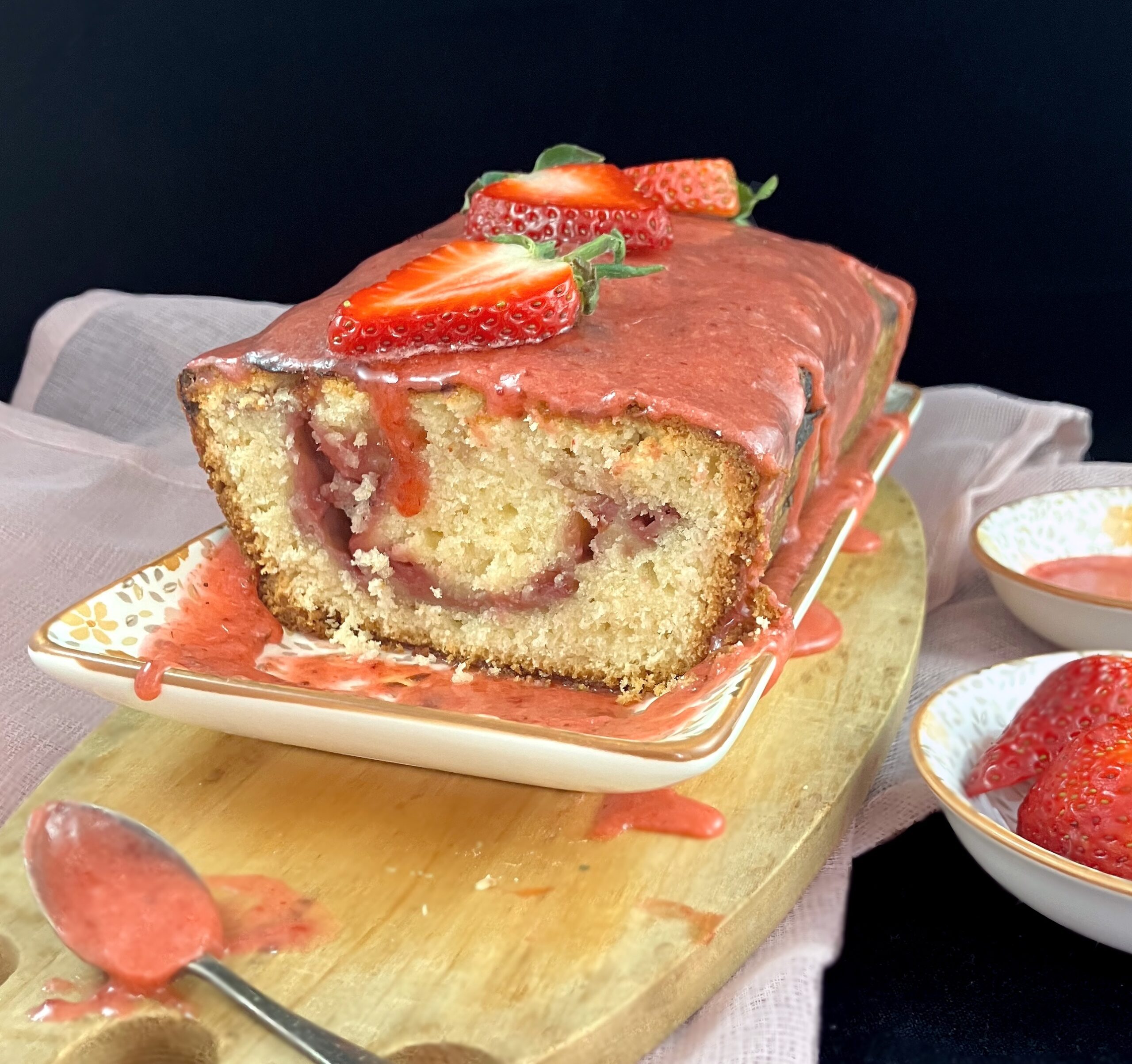 Strawberry Swirl Spelt Pound Cake (with a Strawberry Glaze)