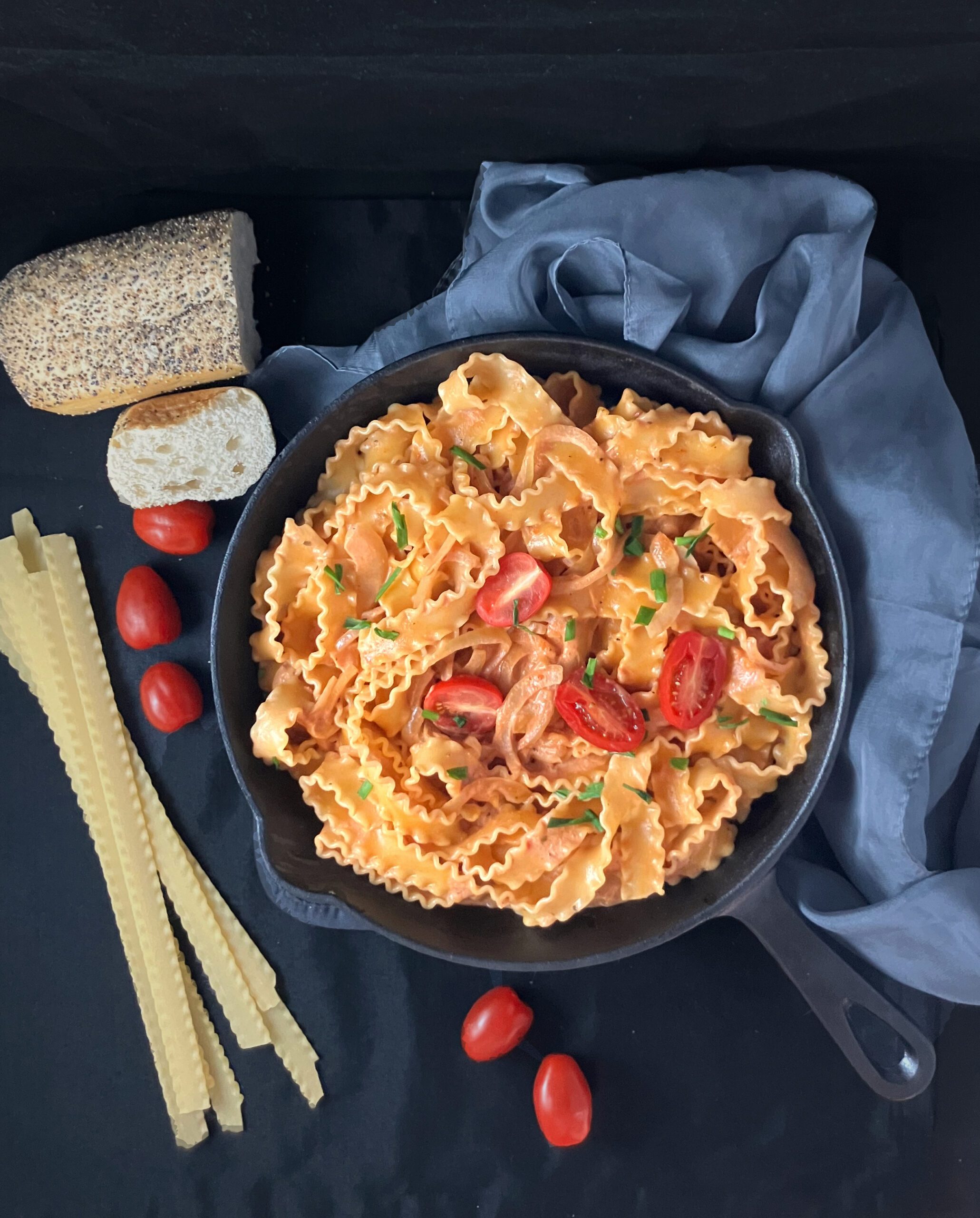 Mafaldine Pasta with Creamy Tomato Sauce (ready in 30 minutes)