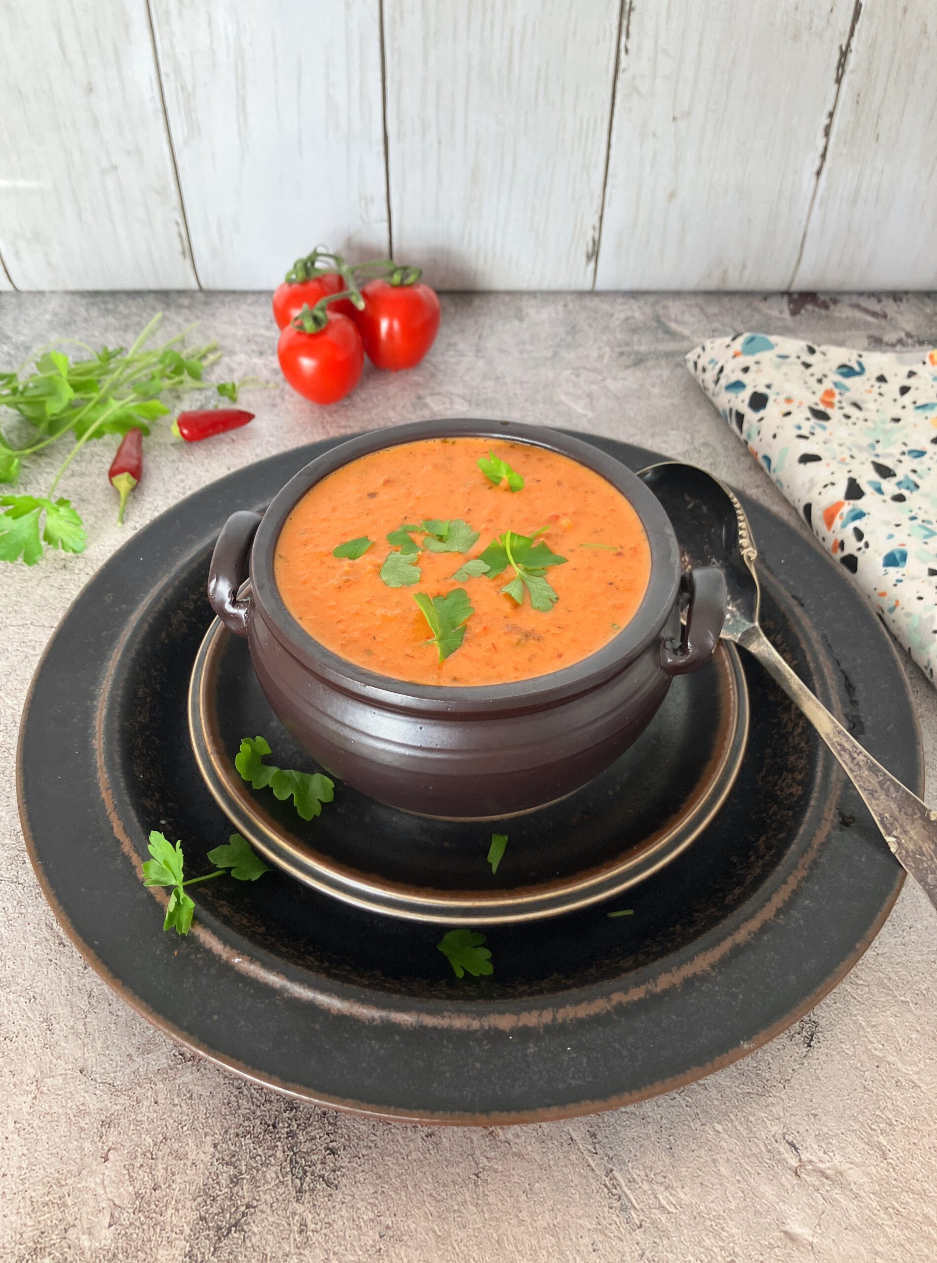 Spicy Roasted Vine Tomato and Red Onion Soup