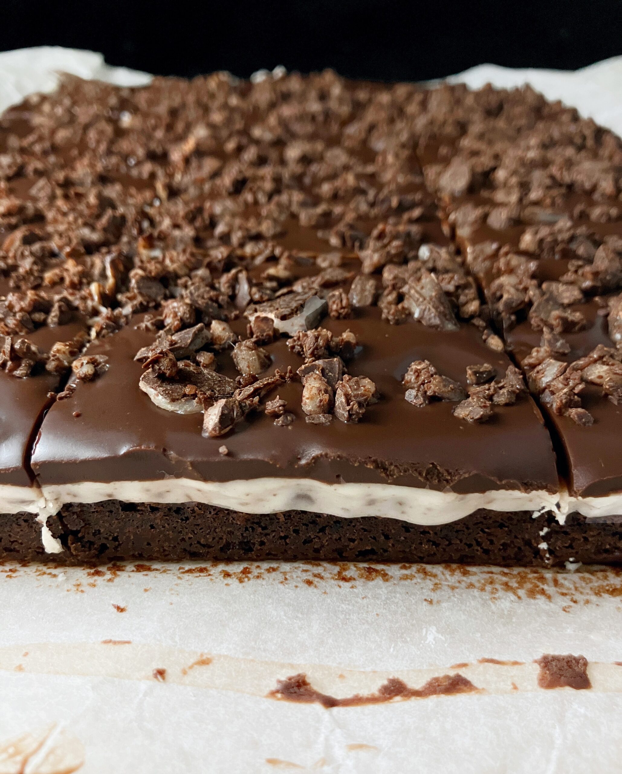 After Eight Brownies with Fondant and Chocolate Ganache