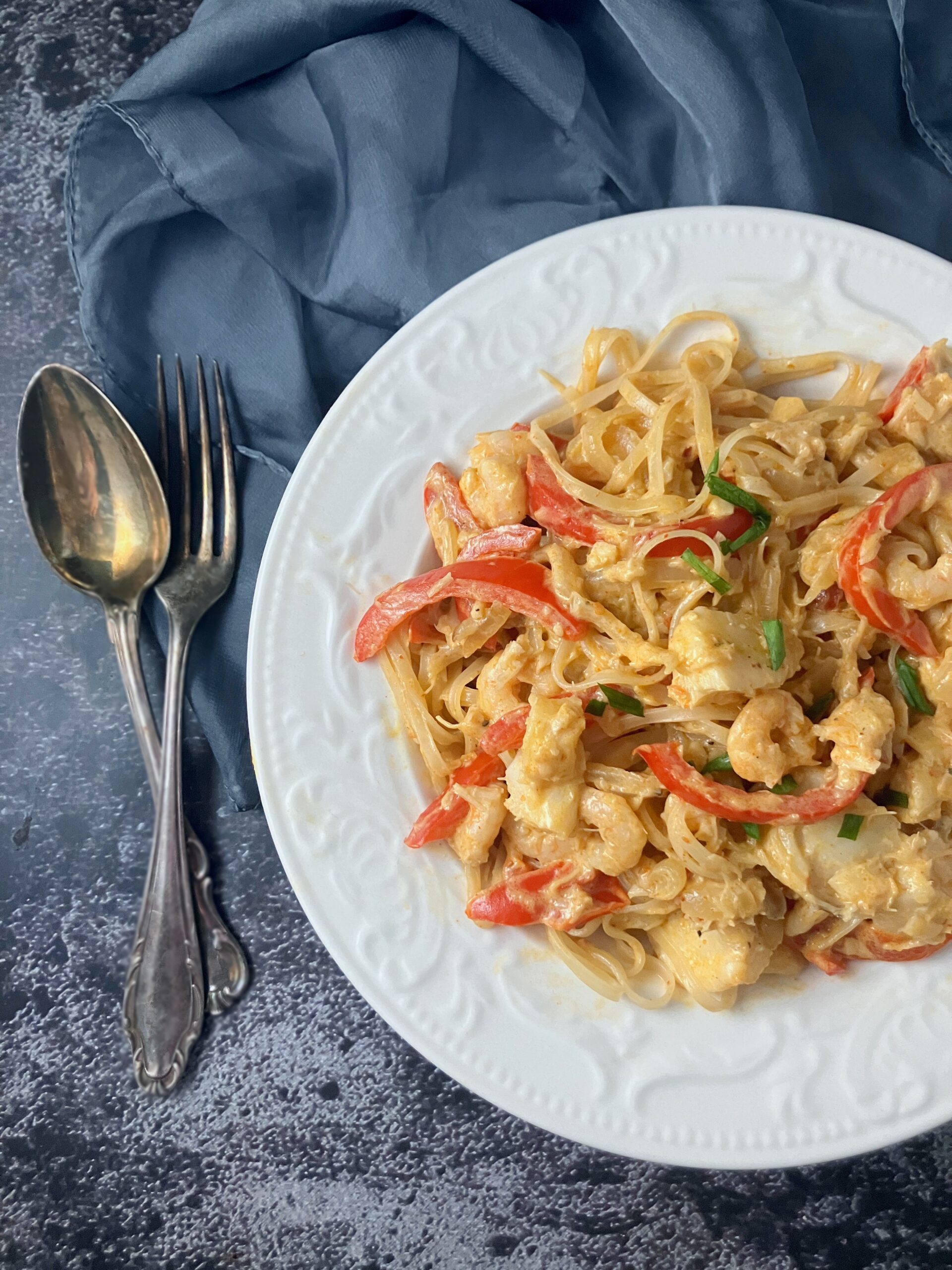 Fish and Prawn Creamy Chilli Noodles
