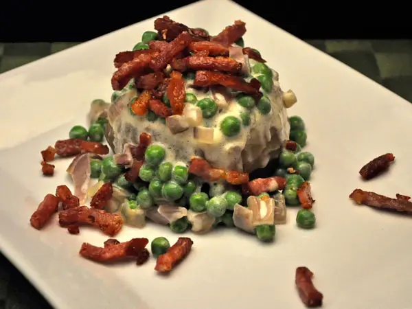 Artichokes with Creamed Peas & Bacon; weird weeds